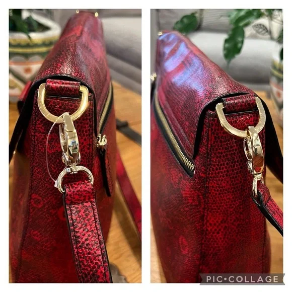 HENRI BENDEL NWOT The Whitney Lizard Messenger Bag w/ dust bag - Picture 6 of 16